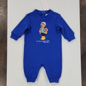 Ralph Lauren Royal Blue Polo Bear Infant One-Piece